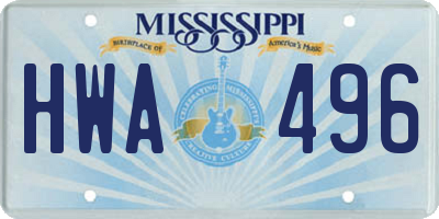 MS license plate HWA496