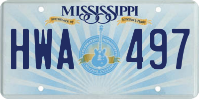 MS license plate HWA497