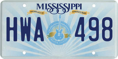 MS license plate HWA498