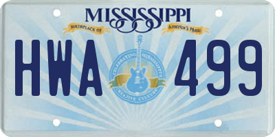MS license plate HWA499