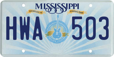 MS license plate HWA503