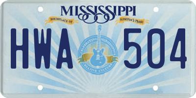 MS license plate HWA504