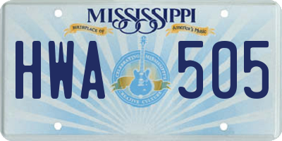 MS license plate HWA505