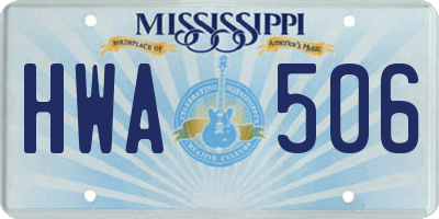 MS license plate HWA506