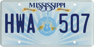 MS license plate HWA507