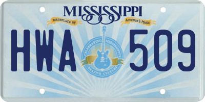 MS license plate HWA509