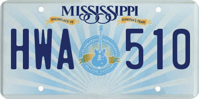 MS license plate HWA510