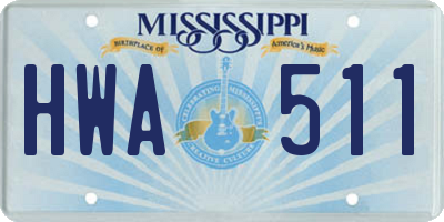 MS license plate HWA511
