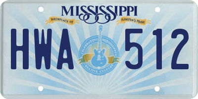MS license plate HWA512