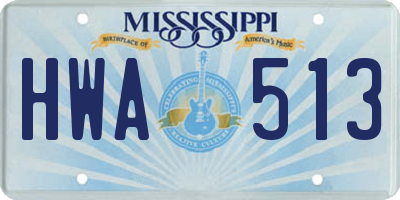 MS license plate HWA513