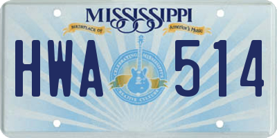 MS license plate HWA514