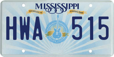 MS license plate HWA515