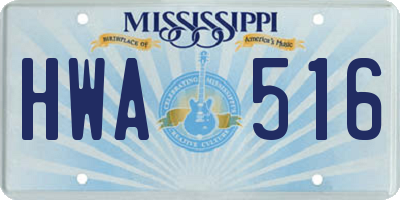 MS license plate HWA516