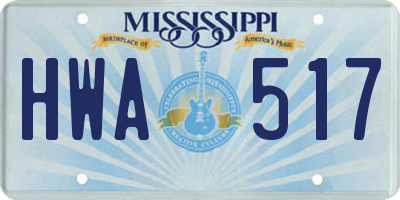 MS license plate HWA517