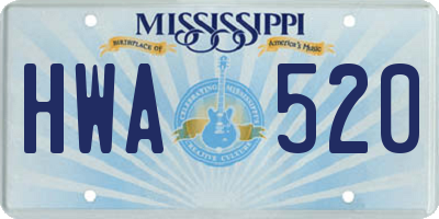 MS license plate HWA520