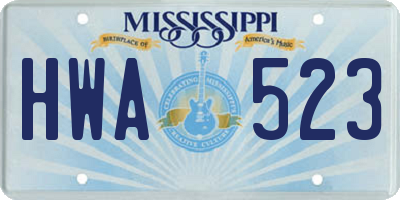 MS license plate HWA523