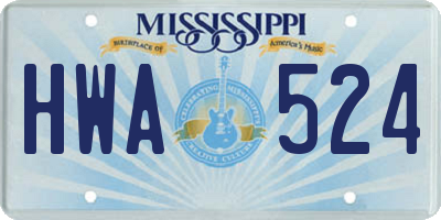 MS license plate HWA524
