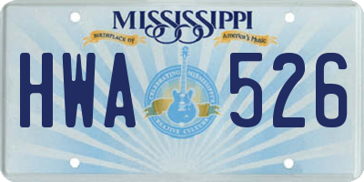 MS license plate HWA526