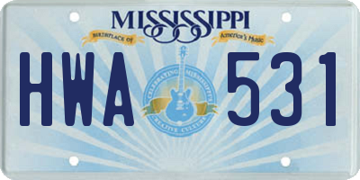 MS license plate HWA531