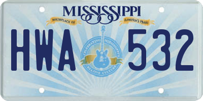 MS license plate HWA532