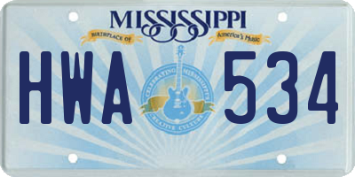 MS license plate HWA534