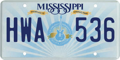 MS license plate HWA536