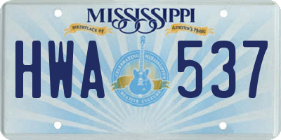 MS license plate HWA537