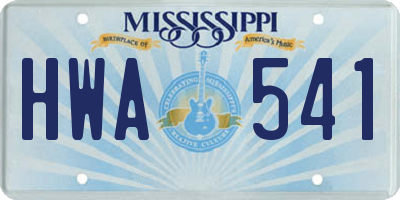 MS license plate HWA541