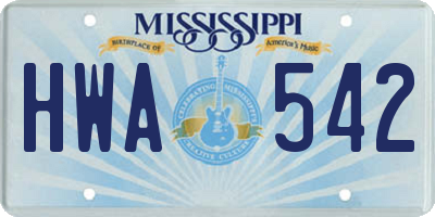 MS license plate HWA542