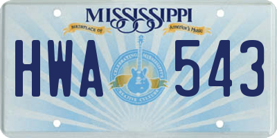 MS license plate HWA543