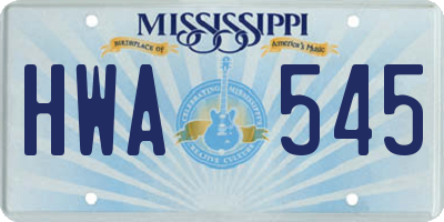 MS license plate HWA545