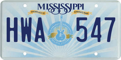 MS license plate HWA547
