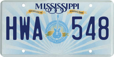 MS license plate HWA548