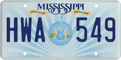 MS license plate HWA549