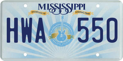 MS license plate HWA550