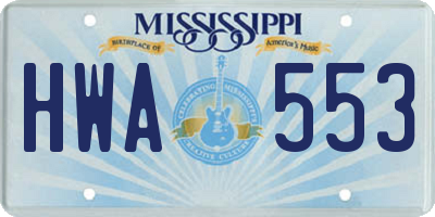 MS license plate HWA553
