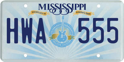 MS license plate HWA555