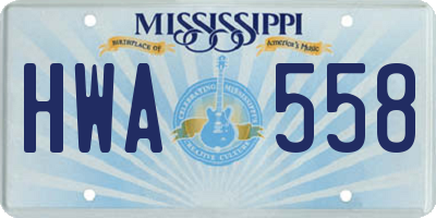 MS license plate HWA558
