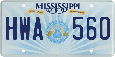 MS license plate HWA560