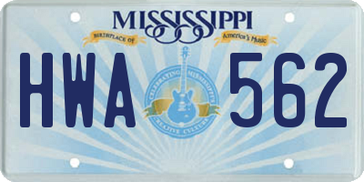 MS license plate HWA562