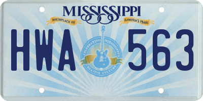 MS license plate HWA563