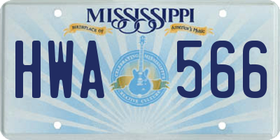 MS license plate HWA566