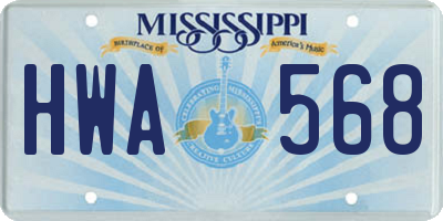 MS license plate HWA568