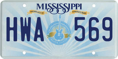 MS license plate HWA569