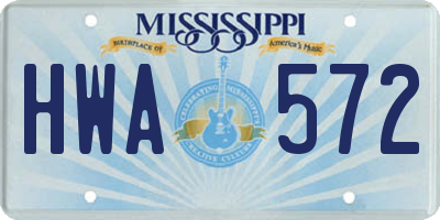 MS license plate HWA572