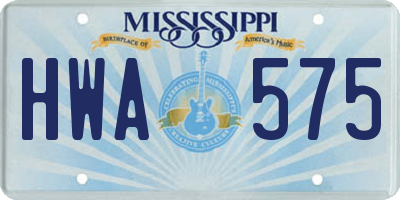 MS license plate HWA575