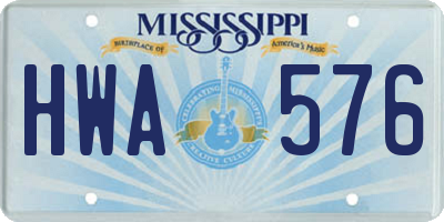 MS license plate HWA576