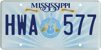 MS license plate HWA577
