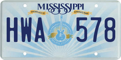 MS license plate HWA578