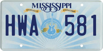 MS license plate HWA581